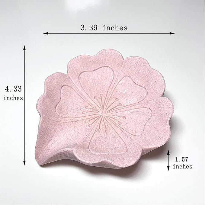 Soap Dish Soap Holder Self-Draining Soap Dish, Resin Bar Soap Holder, Oriental Cherry Flower Shape Soap Tray Soap Saver for Bathroom,Kitchen,Sink,Bathtub,Easy Cleaning and Keep Dry