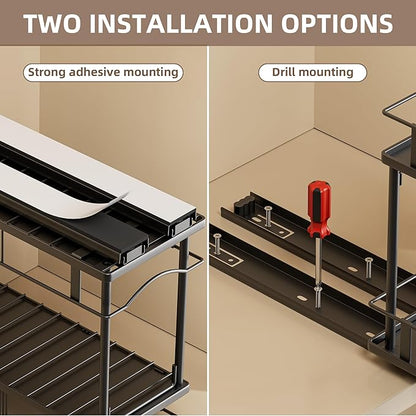 2 Packs Pull Out Spice Rack Organizer for Cabinet, 2-Tier Slide Out Seasoning Organizer, Narrow Cabinet Spice Rack, 10.7" Dx4.8 Wx8.85 H, Full Extension Ball Bearing Glides, Kitchen Pantry Organizer