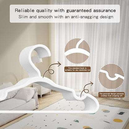 60 Pack Baby Plastic Hangers,12.83" Ultra-Thin,Non-Slip Hangers for Children. Ideal for Closets and Nurseries.Designed for Newborns and Children's Clothing,Including Trousers,Coat,Dresses.(White)