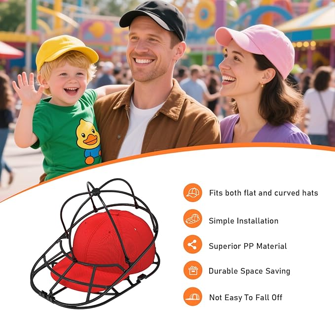 XQXA Hat Washer Cage for Baseball Caps - Hat Cleaner for Washing Machine & Dishwasher, Fits Adult & Kids Caps - Baseball Cap Washing Cage-Black