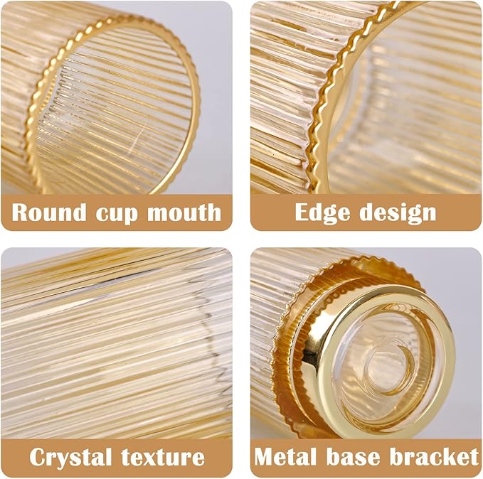 WHJY Modern Minimalist Striped Clear Yellow Glass Cosmetic Organizer, 5 Inch Lipstick Holder