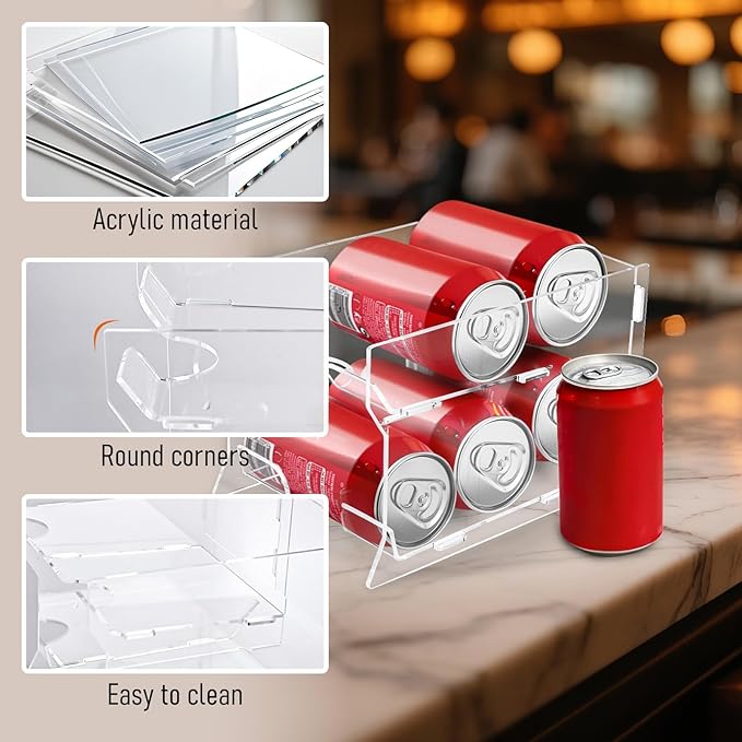 Mini Fridge Soda Can Organizer, Mini Fridge Soda Holder, Mini Fridge Can Organizer for Canned Food Beer Can Hold up to 6 Drinks