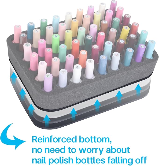 2 Pack Nail Polish Organizer Holder Foam Pad with Slots for Storage 108 Bottles (15ml/0.5fl.oz) Nail Polish or Essential Oil Tray for Drawers Black