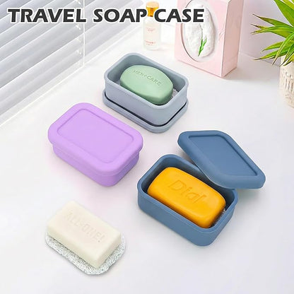 AIDIMMING Enhanced Leak-Proof Silicone Soap Case with Drainage Layer. Portable Travel Soap Container for Camping,Gym .Shatterproof Compact Bar Soap Holder (Light Gray)