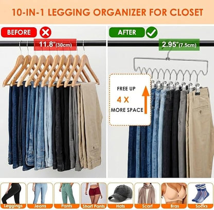 Pants Hangers Space Saving with Clips,Closet Organizers and Storage,20 Non-Slip Rubber Clips Metal Legging Organizer for Jeans Skirt Home Essentials,Dorm Room Essentials for College Students Girls Guy