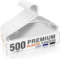 HOUSE DAY 500 Pack Plastic Clothes Hangers, Commercial Bulk Shipment for Business, Sturdy Durable Lightweight Hangers White Ideal for Retail Dry Cleaners Warehouses, Save Cost & Warehouse Space