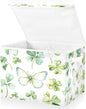 senya St. Patrick's Day Baskets Collapsible Storage Bins with Lids, Green Watercolor Butterfly Clover Storage Boxes Clothes Baskets for Organizing