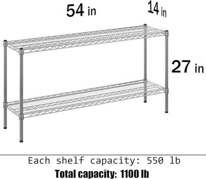 14" Deep x 54" Wide x 27" Height Wire Shelving Kit | 2-Tier | NSF Commercial Storage Rack Unit