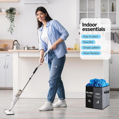 Foldable Shoe Cover Box Dispenser Storage Box Storage Bin Holder with Used Shoe Covers and Welcome Please or Remove Sign for Open House Supplies (Black, Gray)