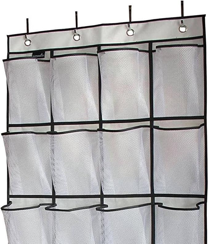 Over The Door Shoe Organizers, 24 Large Pockets Mesh Hanging Shoe Rack Non Woven Folding Hanging Shoe Holder Multipurpose Storage Bag for Door
