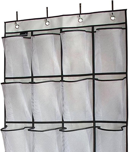 Over The Door Shoe Organizers, 24 Large Pockets Mesh Hanging Shoe Rack Non Woven Folding Hanging Shoe Holder Multipurpose Storage Bag for Door