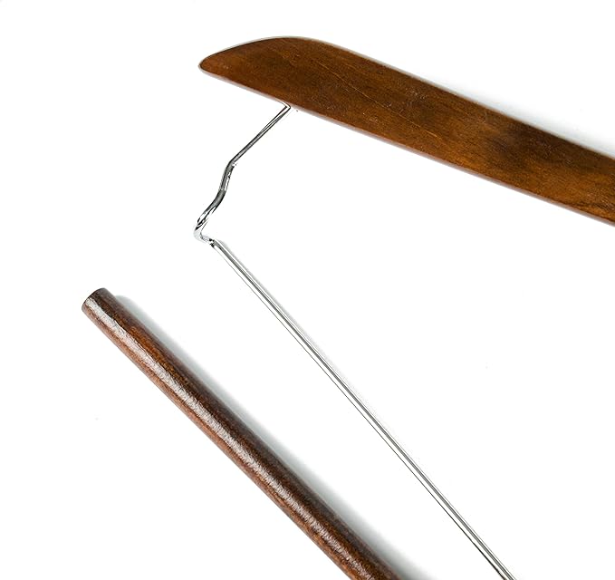 Quality Hangers Wooden Hangers Beautiful Sturdy Suit Coat Curved Hangers Great for Travelers Heavy Duty Hanger with Locking Bar - Retro Finish (20)
