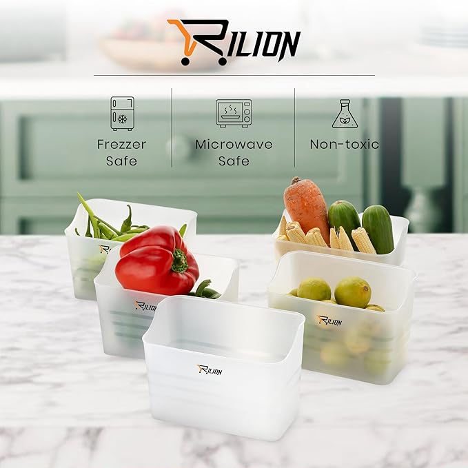 Fridge Storage Boxes (Pack of 4) Freezer & Refrigerator Organizer Containers Kitchen Storage Container Set Kitchen Accessories Items for Home 1200 ml Food Storage Box