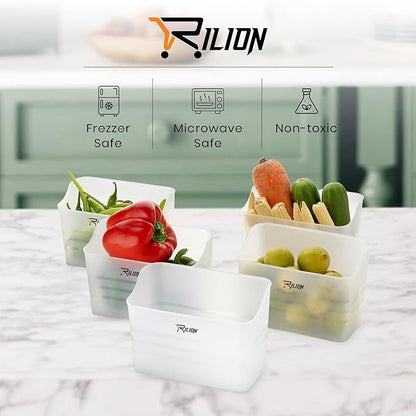 Fridge Storage Boxes (Pack of 4) Freezer & Refrigerator Organizer Containers Kitchen Storage Container Set Kitchen Accessories Items for Home 1200 ml Food Storage Box