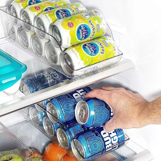 Stacking Can Dispenser，Soda Can Organizer for Pantry,Soda Can Drink Organizer Dispenser for Refrigerator Fridge Pantry，Refrigerator Organizers and Storage Sack Canning Racks，1 Pack