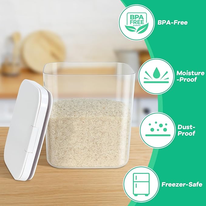 TBMAXS Flour Sugar Storage Containers, 2Pack 2.9 Qt + 4.75 Qt Food Storage Container with Pop-to-Flip Lids for Rice Dog Food Dog Treat Storage, Kitchen Organizers and Storage