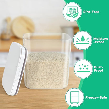 TBMAXS Rice Storage Container - 5.8 Qt | 11 Lbs Crystal-Clear Plastic Food Storage Container Bin with Pop-up Lid for Rice Flour Sugar, Dry Food Holder for Kitchen Pantry Organization and Storage