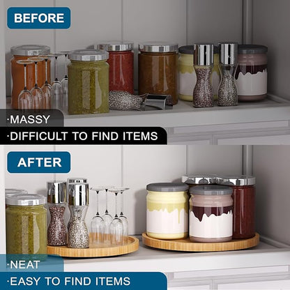 VERTORGAN Lazy Susan Organizer for Kitchen,Bamboo Turntable for Cabinet,Pantry,Vanity,Middle（Natural）