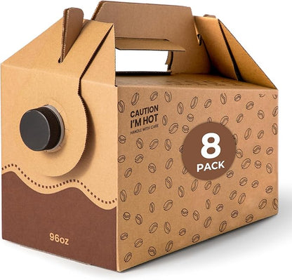 Fit Meal Prep 8 Pack 96 oz Disposable Coffee Dispensers with Handle, Durable Insulated Coffee To Go Storage Containers, Portable Cold/Hot Beverage Dispensers Bulk for Catering, Party, Office