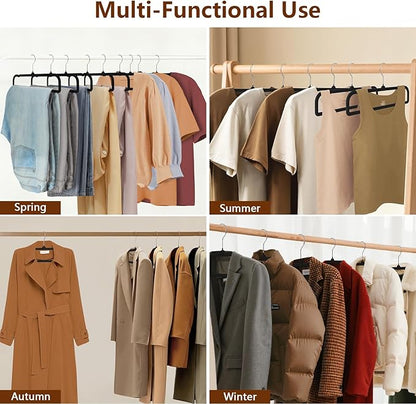 50 Pack Velvet Hangers Non Slip, Felt Pants Hangers Thin Space Saving Clothes Hanger Flocked Strong Durable Ganchos Para Colgar Ropa with 360°Swivel Hook for Pants Jeans Shorts Tank Top, Charcoal Grey