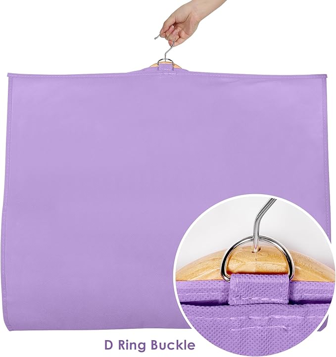 Univivi Dance Costume Bags Garment Bag 40 Inch Hanging Clothes for Dance Competitions, with 3 Medium Clear Zipper Pockets for Dance Costumes, Closet Storage (Purple) - 4 Pack