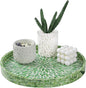 12.5" Lazy Susan for Table Top – Mother of Pearl Spinning Turntable Serving Tray, Marble Lazy Susan Organizer for Dining Table Centerpiece, Kitchen Island Decor, Bathroom Counter, Outdoor Use (Green)