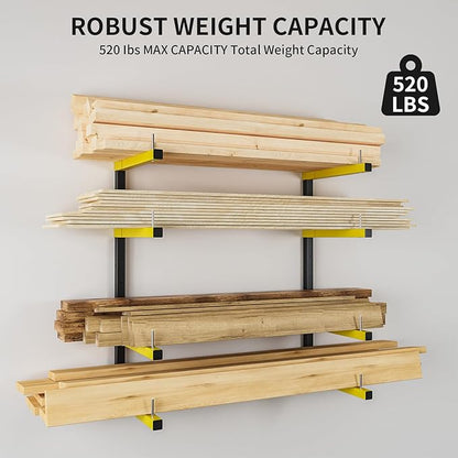 Lumber Storage Rack, Upgrade Cantilever Folding Lumber Rack Wall Mount, Metal 8 Tier 32 Inch Plywood Scrap Wood Storage Rack