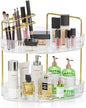 EUHOME 2-Tier Corner Bathroom Organizer Counter - Acrylic Makeup Skincare Organizer with Brush Holder, Perfume Tray for Countertop, Vanity, Dresser, Kitchen（Clear）