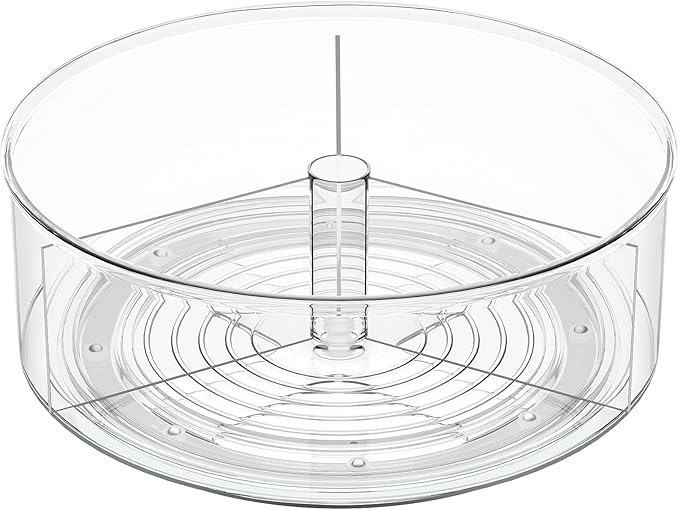 Divided Drink Packet Organizer, Largr Rotating Clear Lazy Susan Turntable for Powdered Drink Mix, Water Drink Packet Holder, Water Flavor Packet, Coffee, Tea – Space-Saving Countertop Organizer