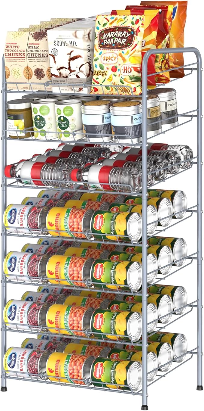 Nandae Can Rack Organizer, 7 Tier Kitchen Food Storage Rack Organizer, Can Holder Storage Dispenser for Kitchen Cabinet, Countertop, Pantry Organizers, Cupboard