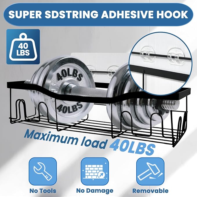 10 Pack Shower Caddy Adhesive Replacement, Shower Shelf Strong Adhesive Hooks, No Drilling, Transparent WaterProof Strips for Bathroom Shelves & Kitchen Racks