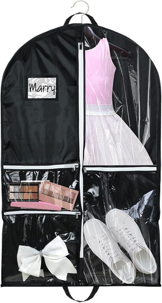 Blushtier Cheer Garment Bags for Cheerleading Uniform Hanging Garment Bags for Dance Costumes 40 Inch Clothes Bag with 5 Pockets and Side Zip Travel Storage Cheer Uniform
