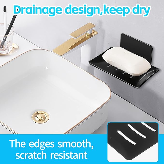 YUZP Soap Holder for Shower with Stainless Steel,Rustproof Soap Saver Sponge Holder for Bathroom,Tub,Kitchen Sink (Black)