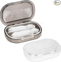 Adorila 2-Pack Travel Cotton Swab Case with Removable 4-Way Divider, Slim Hair Tie & Floss Pick Organizer for Toiletry Bag (Grey/White)