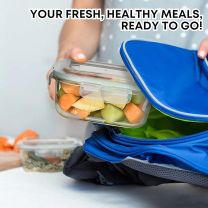 Razab 6 PC Square Glass Food Storage Containers with Airtight lids (74, 40 & 18 oz) Kitchen Glass Meal Prep Containers Set for Freezer Reusable Leftover Lunch Boxes, Oven, Microwave, Dishwasher Safe