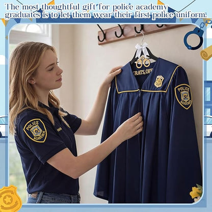 Reallnaive Police Graduation Hanger with White Bow Congrats Gift for Police Academy Graduation Promotion Retirement Ceremony Souvenir Favor Law Enforcement Officer Keepsake