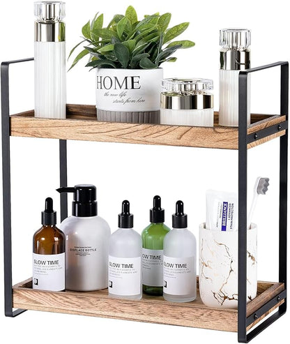 Giftacity Bathroom Counter Organizer and Storage - Kitchen Countertop Organizer for Bathroom Sink and Coffee Bar, 2-Tier Vanity Counter Tray Shelf for Restroom Decor