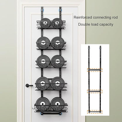 Haofy Over The Door Rack Organizer 5 Tier Punchless Hanging Shelf Carbon Steel Construction for Seasonings Cans Fits Cabinet Pantry Doors