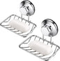 iPEGTOP Super Powerful Vacuum Suction Cup Shower Soap Dish - Updated Strong Rustproof Stainless Steel Soap Saver Sponge Holder for Bathroom & Kitchen Sink, 2 Pack