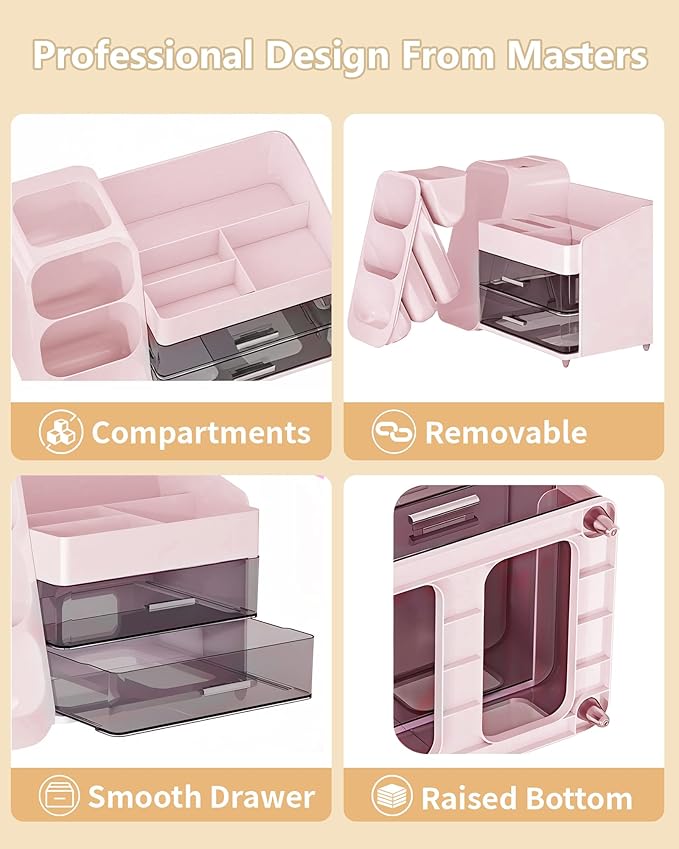 Anylady Large Capacity Makeup Organizer Countertop with Makeup Brush Holder for Vanity, Thickened Material, Bathroom Countertop Organizer Skin Care Perfumes Storage, Teen Girl Gifts for 13-25 Year