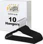 Quality Hangers 10 Pack Slim Plastic Hangers for Clothes - 16.5" Won't Crease Your Clothes, Heavy Duty Non-Velvet Black Hangers, 360° Swivel Chrome Hook Dresses Coats Shirts (10, Black)