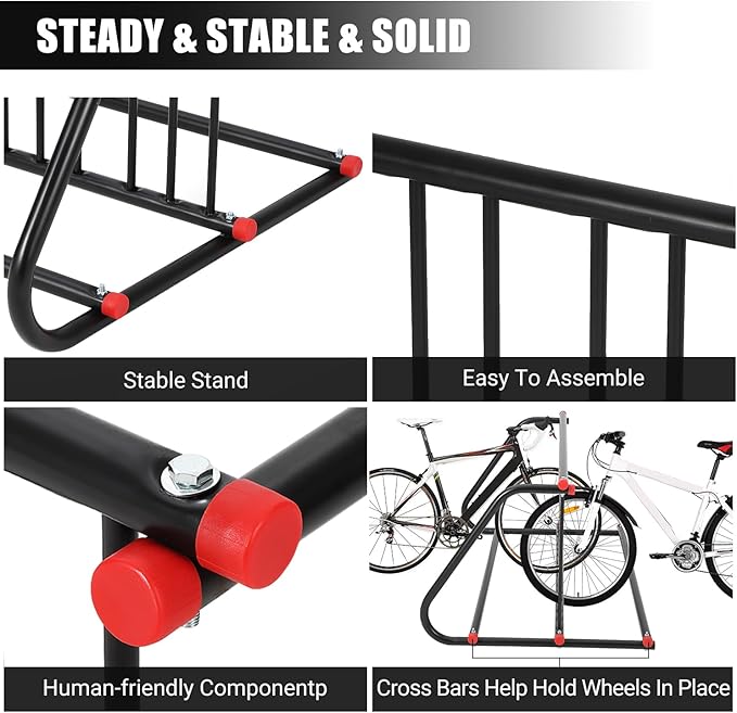 Commercial Grid Bike Rack for 10 Bikes - Heavy Duty Metal Bike Stand Floor, 51.8 LBS Q235 Steel Outdoor Bicycle Parking Rack for Garage, Retail, School, Backyard, Bike Shop (Double Side)