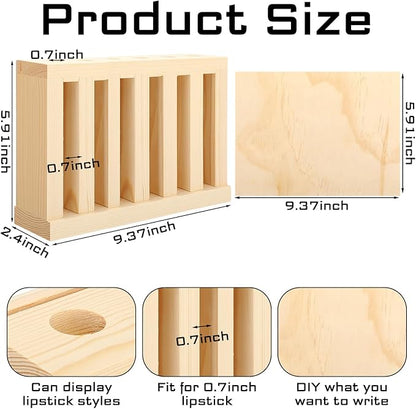 Yalikop 6 Slot Wooden Lipsticks Holder with DIY Wood Cardboard 0.7 Inch Lip Balm Tube Holder Lip Gloss Organizer Display Wood Lipsticks Tube Tower Organizer for Market Craft Booth Room Display