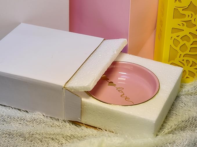 Ceramic Tray Love Dish Bowl Jewelry Holder Trinket Tray for Rings Earrings Necklace Organizer,Bridesmaid Christmas Birthday Gift for Women Girls