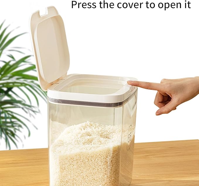 Airtight Rice Storage Bin Flour Storage Container 10 Lbs/5.81Qt, Clear Food Container with Measuring Cup Airtight Lid for Kitchen Pantry Organization and Storage