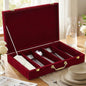 Pickmesh Silverware Case with Lid and Handle, Silverware Storage Box Sterling Silver Flatware Chest Without Silver Tarnish Proof Utensils Organizer for Kitchen Decor Wedding Gifts(Burgundy,1 Layer)