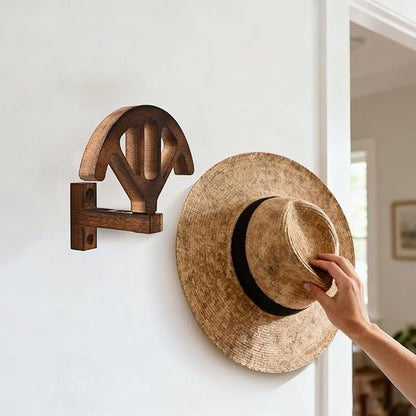 Wall Mounted Denim Hat Rack, Adjustable Shape Retention Hat Rack, Wooden Wall Mounted Hat Display Rack for Cowboy Hats and Baseball Caps (2 Sets)