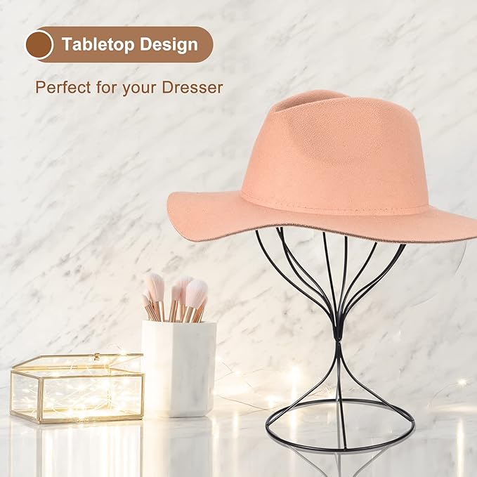 uxcell Metal Hat Display Stand 2 Pack Tabletop Hat and Wig Rack Modern Women Closet Holder for Baseball Cap, Fedora Hat, Cowboy Hat - Black