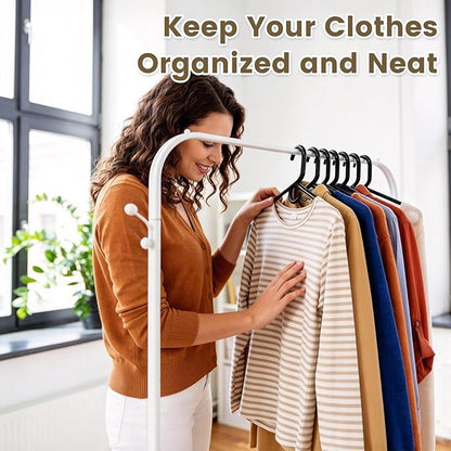 Black Plastic Hangers 18 Pack, Heavy Duty Clothes Hangers with Center Hook & Non-Slip Pants Bar for Standard Size Shirts, Pants, Coat, Dresses, Jackets, Scarves and Belts