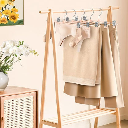 HUADYMEET 30 Pack 14Inch Pants Hangers with Clips,Metal Trouser Hanger for Jeans.Space Saving Skirt Hangers Heavy Duty Non-Slip Adjustable Clothes Shorts Hanger for Women,Men,Coral Pink